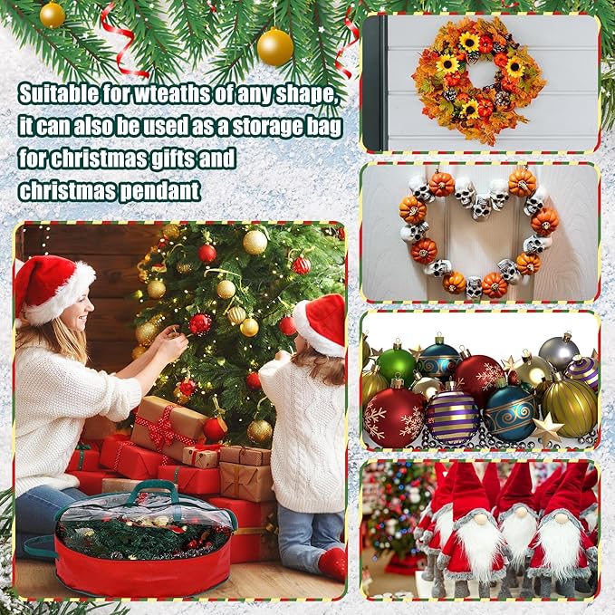 Shappy 20 Pcs Christmas Wreath Storage Bag Clear Wreath Box Storage Containers with Clear Window and Handle Christmas Garland Containers for Xmas Holiday Seasonal Bags (24inch)