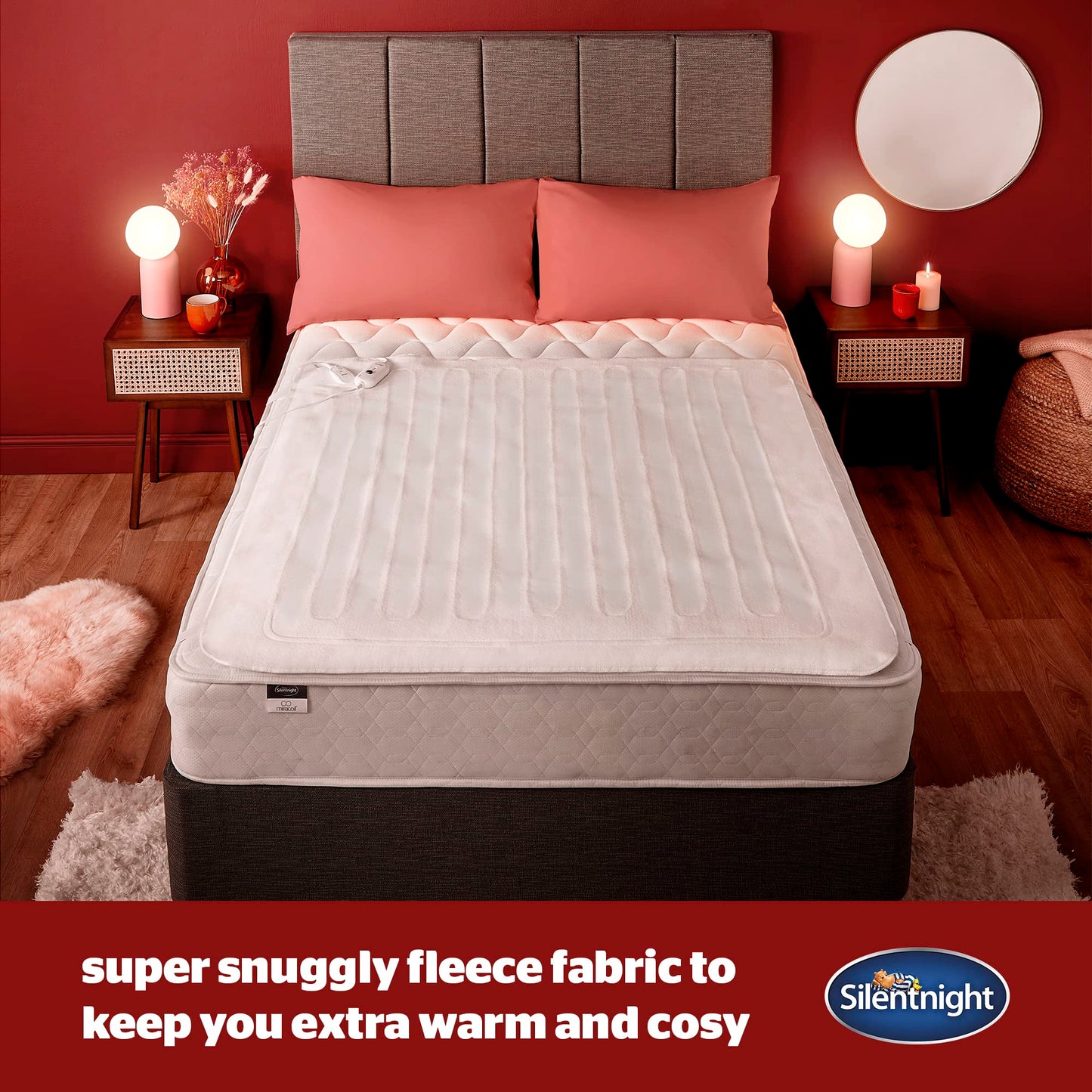 Silentnight Comfort Control Electric Blanket Double - Heated Electric Underblanket with 3 Heat Settings, Fast Heat Up, Overheat Protection and Easy Fit Straps - Machine Washable - Double 135x120cm