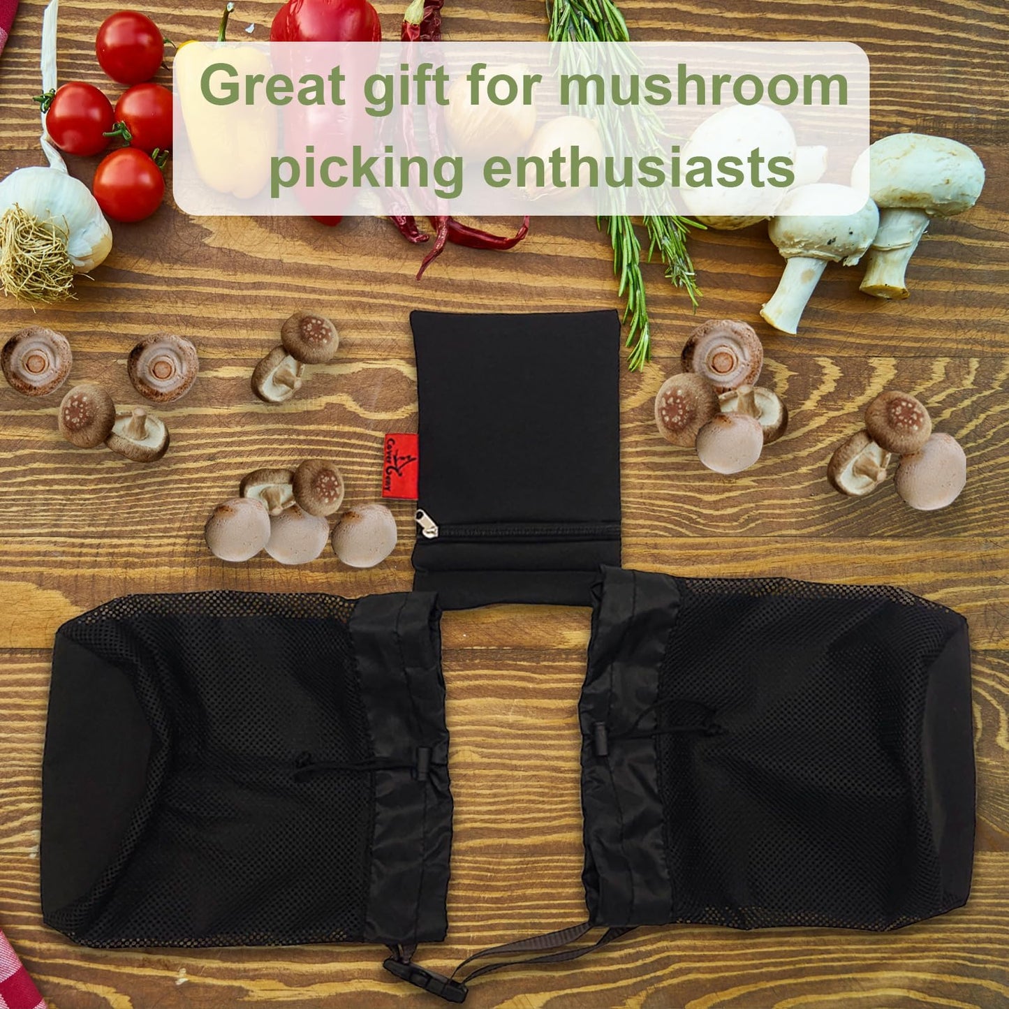 Morel Mushroom Foraging Bag with Adjustable Waistband, 2 Mesh Picking Bags for Collecting Mushrooms, Outdoor Hunting Bags Lightweight and Sturdy to Wear Around Waist, Harvesting Bag, 1 Tool Bag