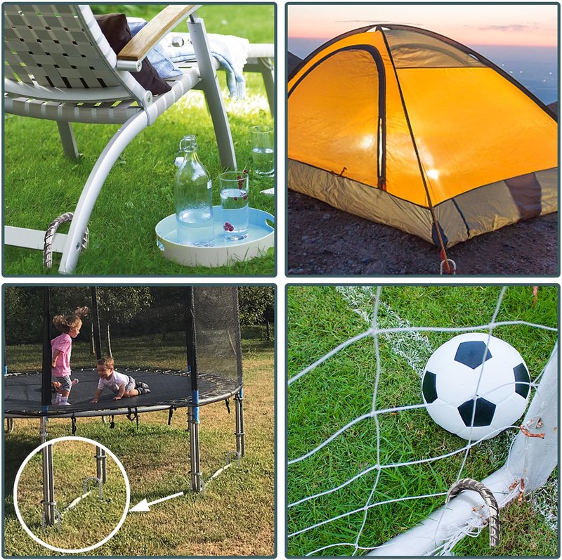 Eurmax USA 8-Pack U-Shape Ground Stakes,Rust-Proof Galvanized Steel Ground Anchors,Commercial Trampoline Stakes for High Winds,Secure Anti-Flip Tie Down for Soccer Goals,Swing Sets,Fences&Playsets
