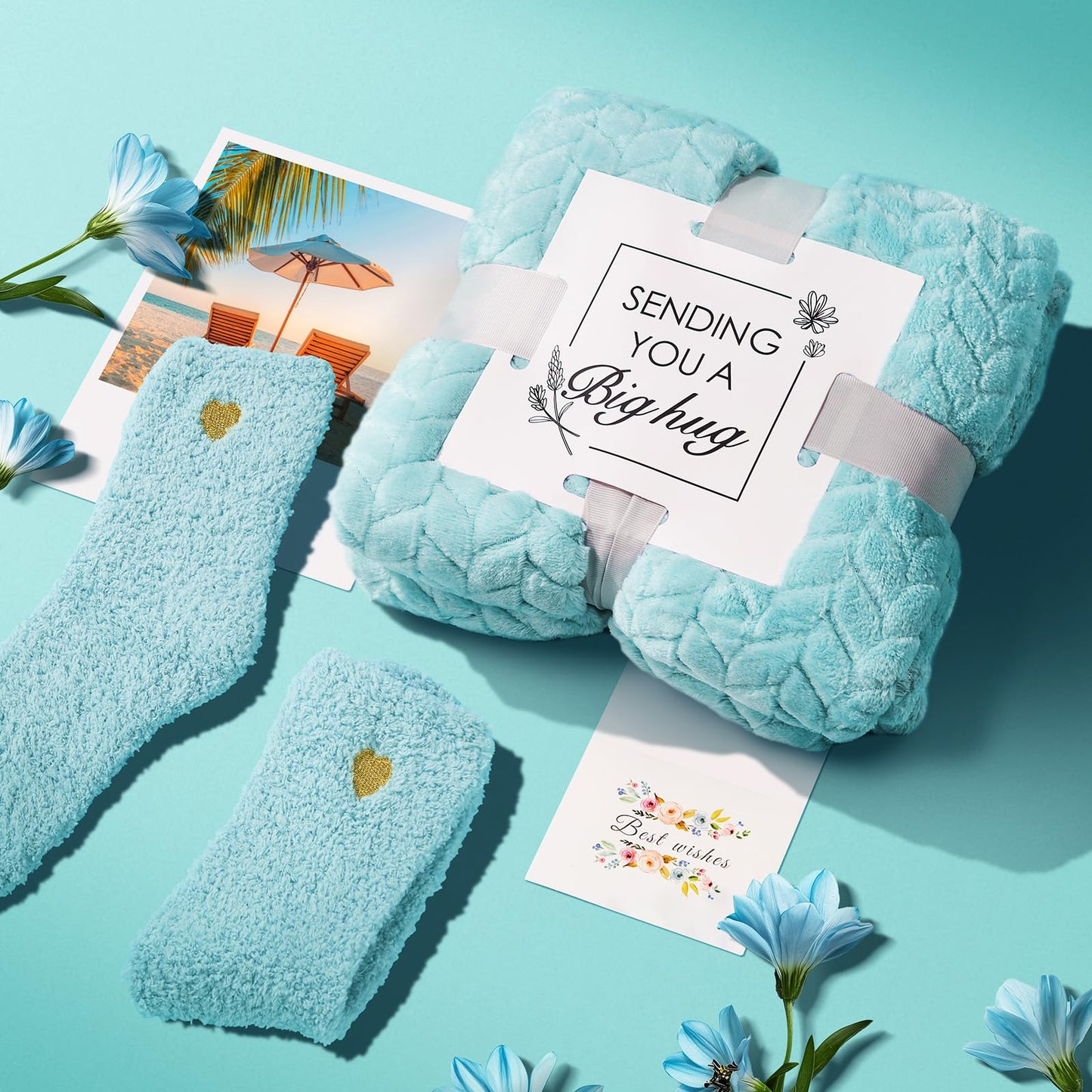YFONG Gift Baskets for Women, 12PCS Get Well Gifts for Her, SPA Gift for Mom, Wife, Girlfriend, Friends, Blue Happy Birthday Gifts Set, Relaxing Self Care Gifts for Christmas Day - Ocean