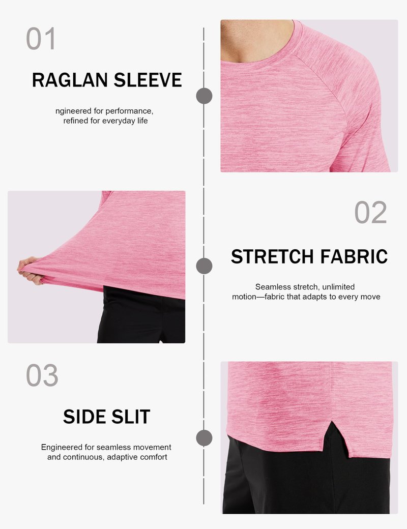 MAGCOMSEN Short Sleeve Shirt for Men Moisture Wicking Shirts Cooling Lightweight T-Shirt Athletic Gym Tee Summer Pink-L