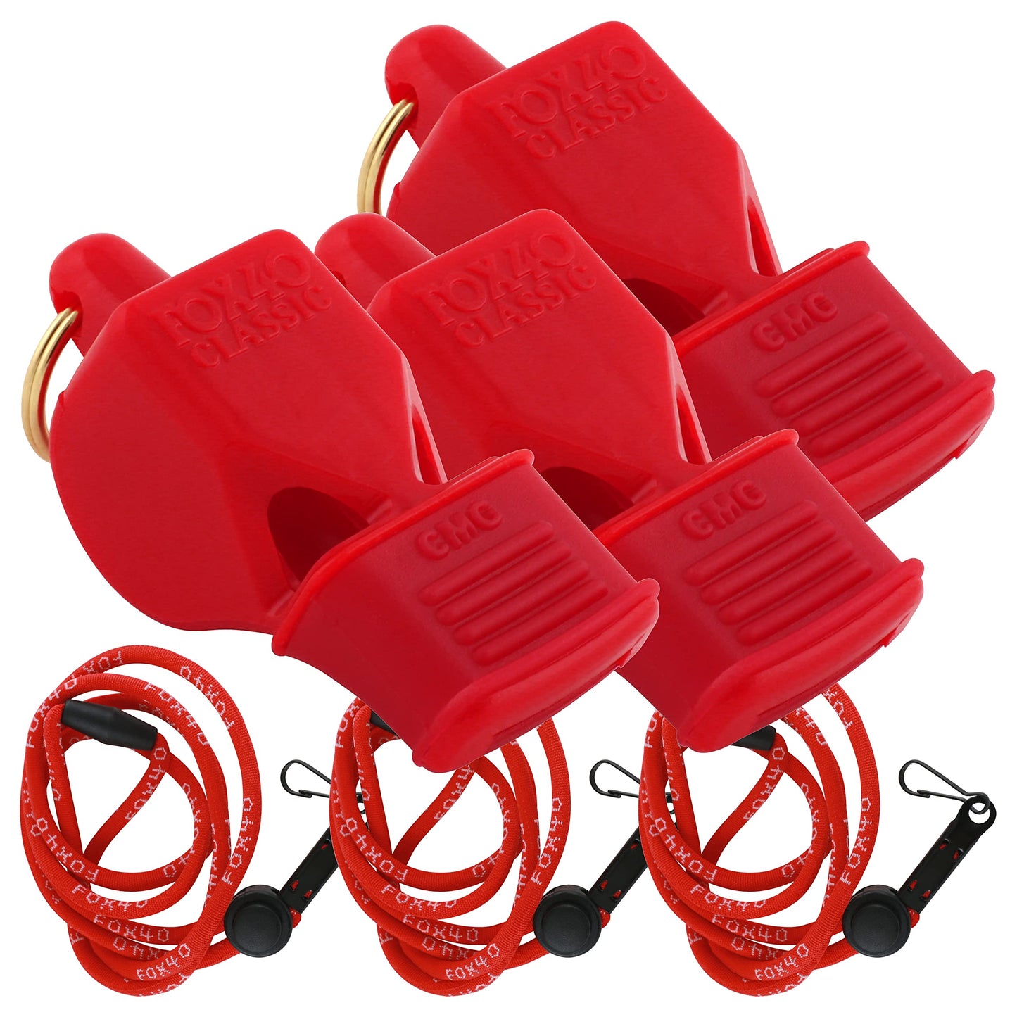 Fox 40 Classic CMG w/Breakaway Lanyard 3 Pack (Red)