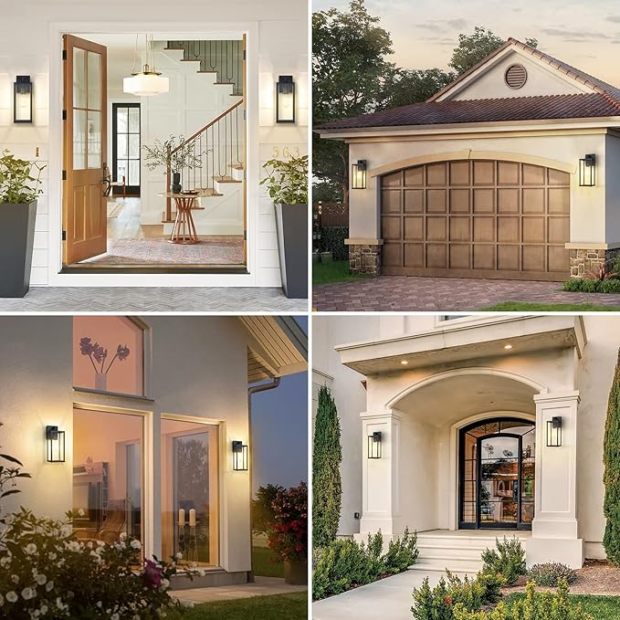 Outdoor Wall Lantern, 15" Large Exterior Waterproof Wall Sconce Light Fixture, Anti-Rust Black Porch Lights Mount Lighting for Outside, Patio,Front Back House, Garage, Entryway