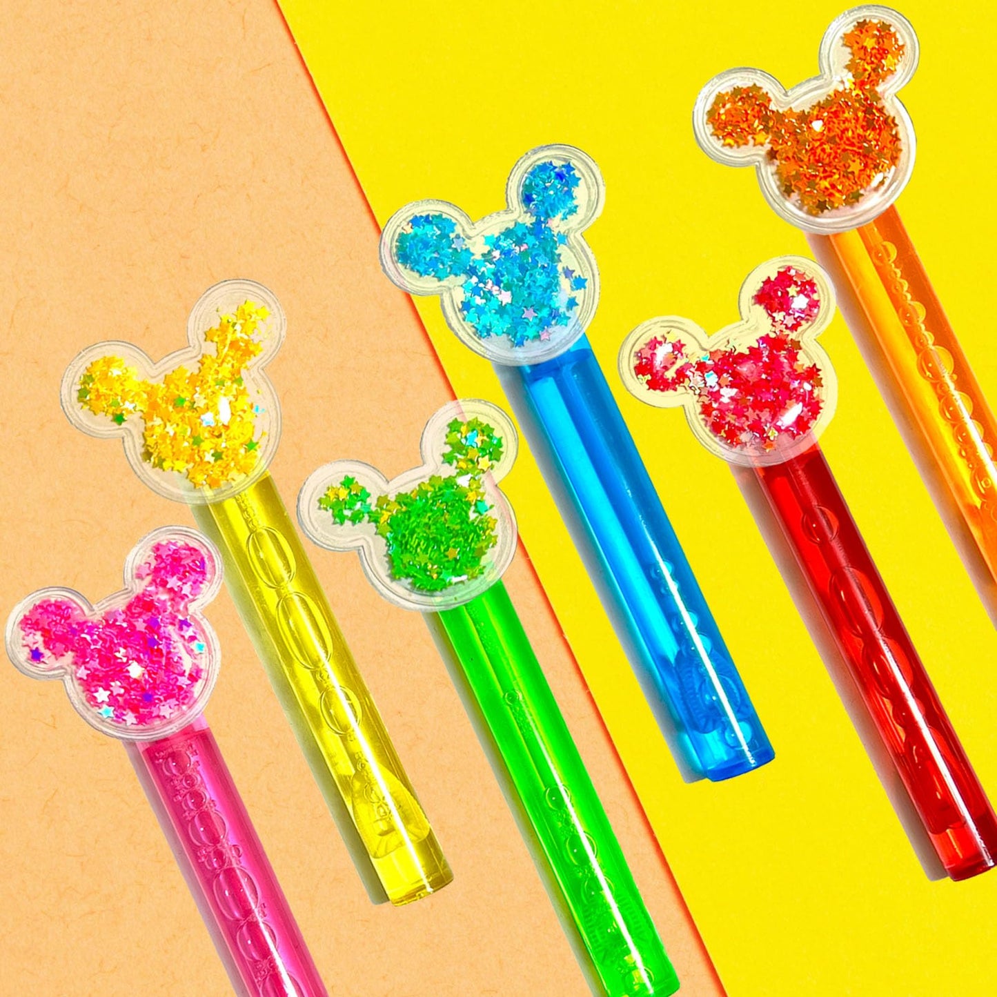 Mouse Party Favors 24Pcs Glitter Mouse Ear Bubble Wands for Kids Cute Bubble Wand for Birthday Party Supplies Classroom Prizes Pinata Goodie Bag Stuffers Gifts