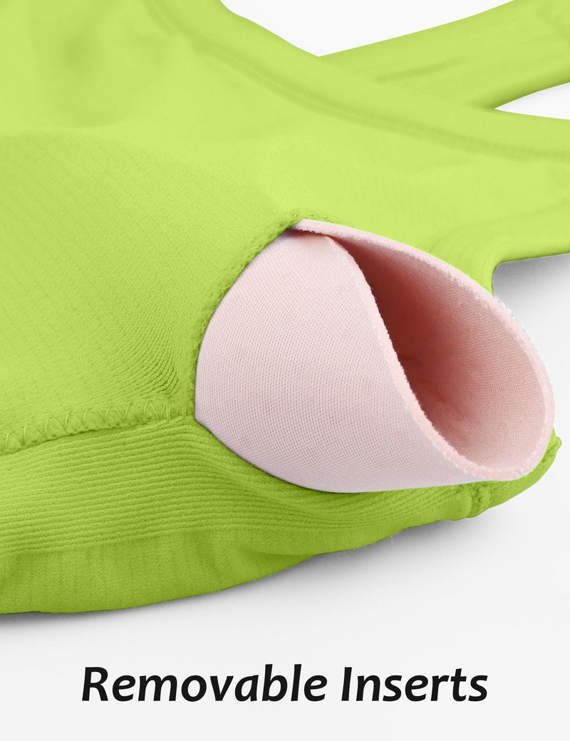 MathCat Workout Tank Tops for Women with Built in Bra, Sleeveless Gym Tops Seamless Racerback Athletic Yoga Shirts Lime