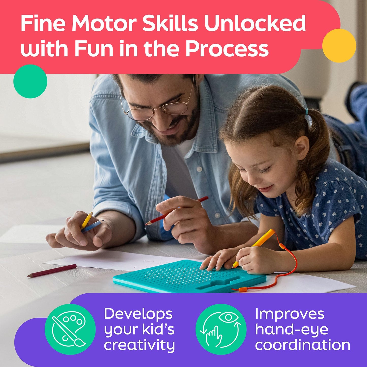 AYNAT FUN Magnetic Drawing Board for Kids & Toddlers with Beads and Magnet Stylus Pen - Magnetic Tablet Toy for Airplane & Car Ride Activities for Kids