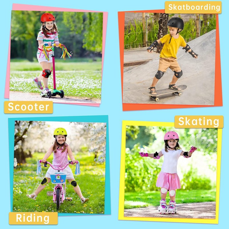 Kids Bike Helmet - Adjustable Toddler Helmet with Knee, Elbow & Wrist Pads | Ages 2-14, Ideal for Skateboarding & Biking