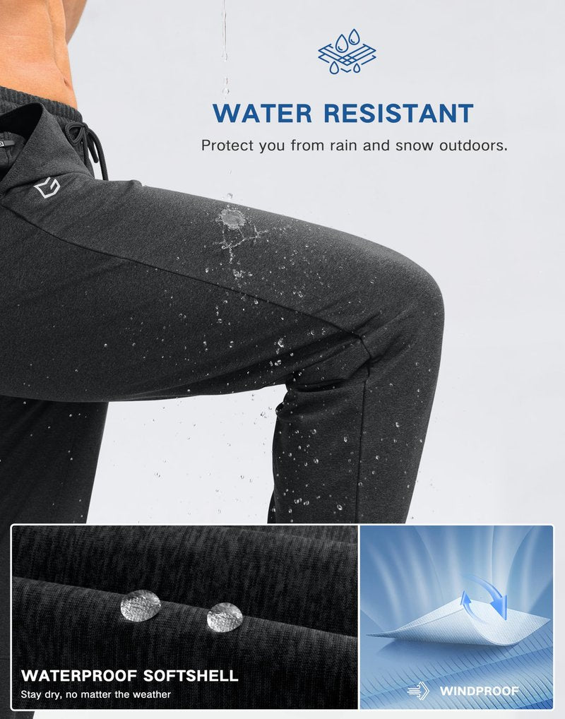G Gradual Men's Fleece Lined Pants with Zipper Pocket Winter Warm Athletic Joggers Sweatpants for Men Workout Running Gym(Charcoal,L)
