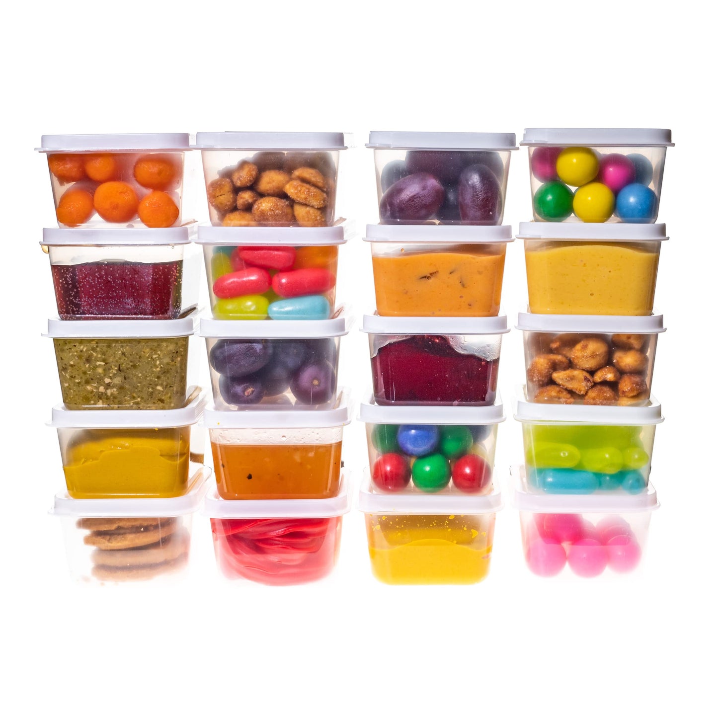 Greenco Mini Rectangular Storage Containers, 20 Pack, 2.03 Oz Reusable Small Plastic Storage Container Jars with Lids | Perfect for Baby Food, Snacks, Sauces, Candy, Freezer & Dishwasher Safe