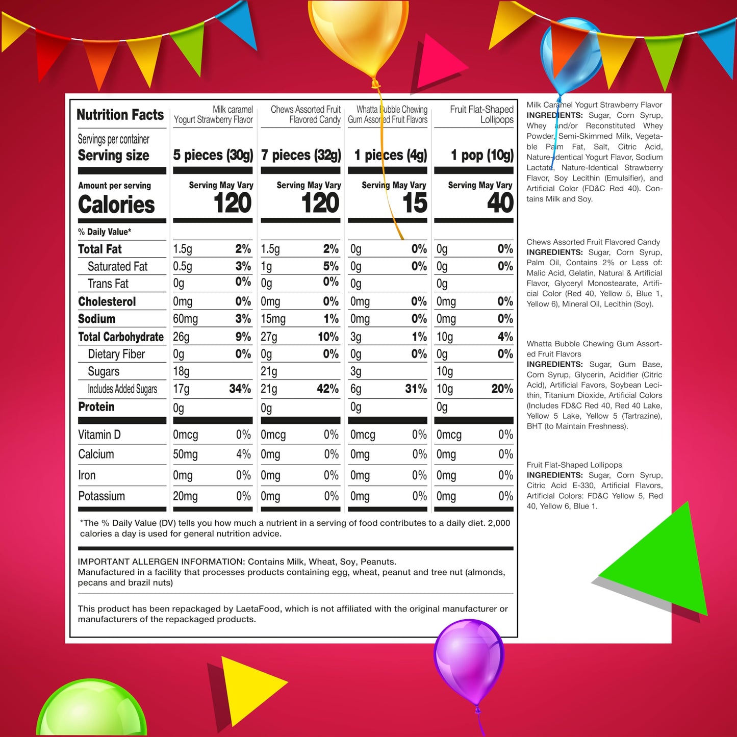 Party Candy Assortment 3 Pound Bag | Popping Rocks, Lollipops, Gum, Fruit Chews, Caramels, Taffies - Approx. 220 Count | Bulk Halloween Candy for Pinata & Goody Bags