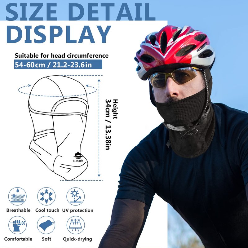 Botack Skull Balaclava Face Mask Sun UV Protection Breathable Full Head Mask for Men Women Skiing Cycling