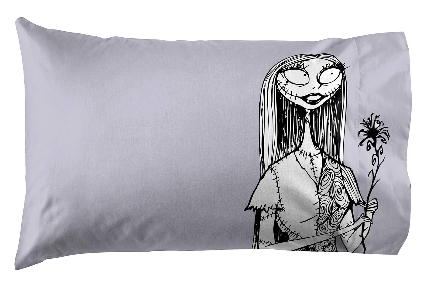 Jay Franco Kids Sheet Set with Fitted, Flat Sheets & Pillow Cover - Ultra-Soft Bedding with Pillowcase for Room Decor, White - Nightmare Before Christmas, 4 Piece Queen