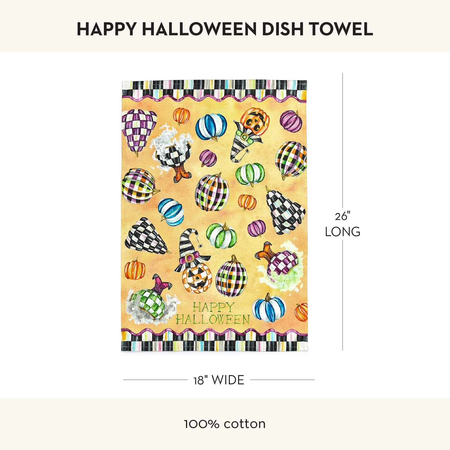 MACKENZIE-CHILDS Cotton Dish Towel, Decorative Kitchen Towel, Happy Halloween