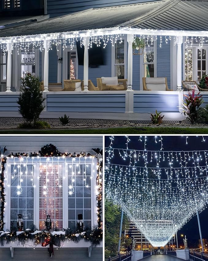 2 Pack 53FT 486 LED Christmas Lights Outdoor,Plug in Waterproof Christmas Lights for Outside, Timer & Memory, 8 Modes Hanging Fairy Light for Wedding Decorations House Eaves Yard Patio, Cool White