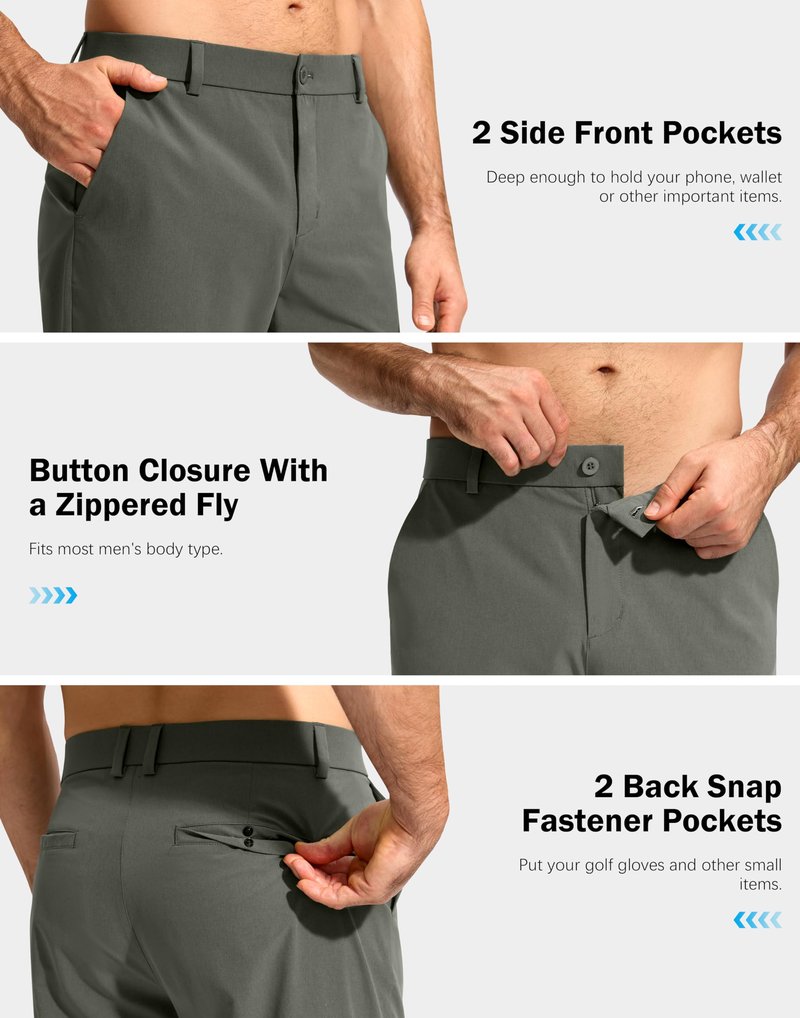 G Gradual Mens Golf Pants Stretch Dress Casual Pants 30"/32"/34" Lightweight Work Travel Slacks for Men with 4 Pockets(Sage,L32.W34)