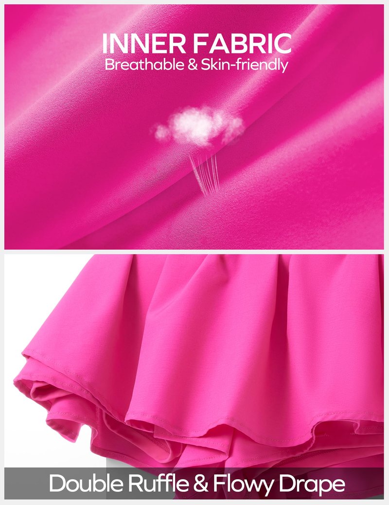 Ewedoos Womens Flowy Shorts with Pockets Tummy Control Athletic Shorts for Women Running Shorts Tennis Skirt Skort Hot Pink