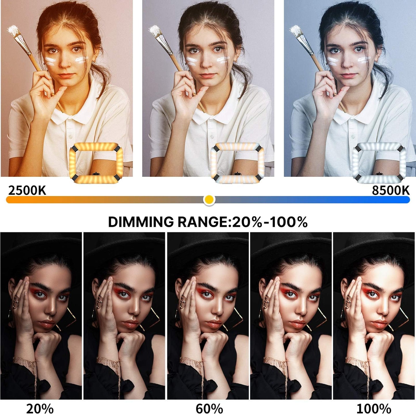 Portable Handheld LED Selfie Ring Light - ULANZI Phone Video Ring Light with Phone Holder, 2500K-8500K Selfie Light with 8000mAh Build-in Battery For Filmmaking, Live Stream, TikTok, YouTube Recording