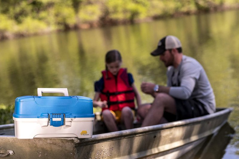 Plano Ready-Set-Fish Tackle Box - 3-Tray Design with Tackle Included | Aqua Blue/Tan, One Size