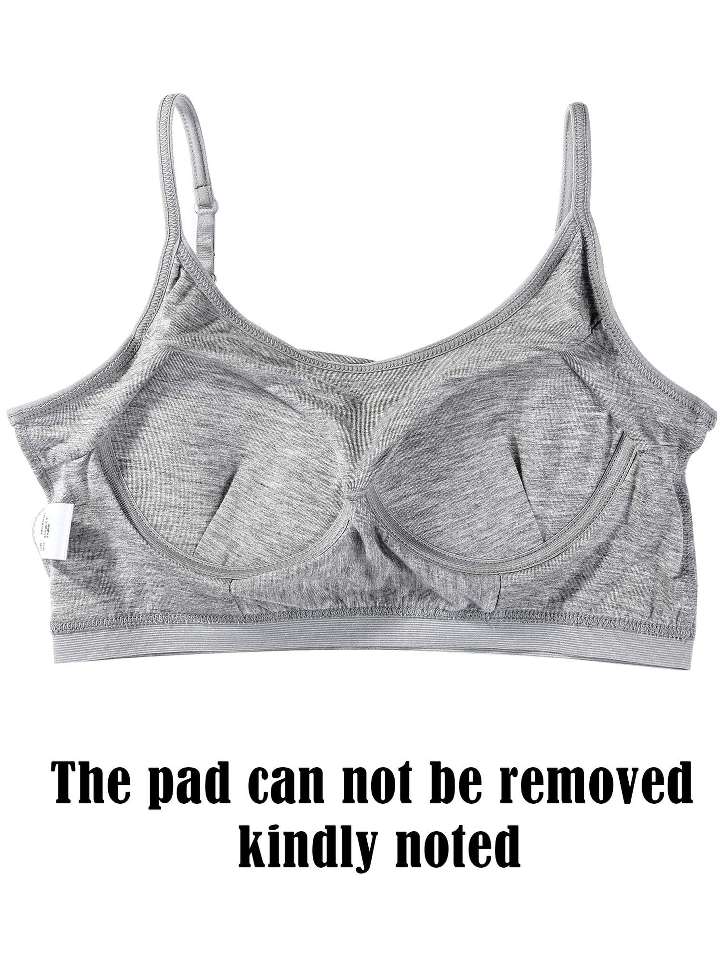 Blulu Mini Camisole Bra Wireless Padded Bra with Adjustable Straps for Women Girls Black White Grey