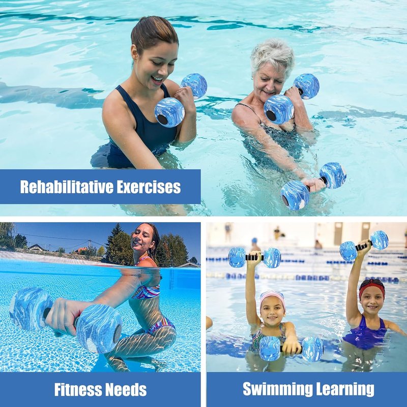 Water Dumbbells - 2-Pack EVA Foam Aquatic Exercise Barbells for Men, Women & Youth | Perfect for Water Workouts