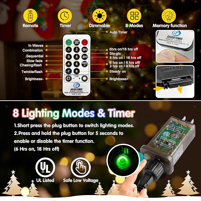KNONEW 532FT Outdoor Christmas Fairy Lights Plug in,1600 LED String Lights Outdoor Waterproof 8 Modes Memory Times for Wedding Bedroom Walls Garden Trees Decoration(Multicolor)