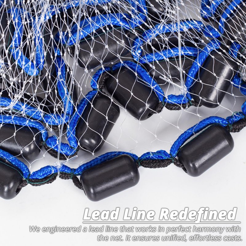 1.3 lbs/ft Fishing Cast Net with Eco-Friendly Lead Weights, 3/8inch Mesh Size, Throw Nets for Freshwater & Saltwater, 4/6/8/10/12 Ft Radius Casting Net (10 ft Radius)