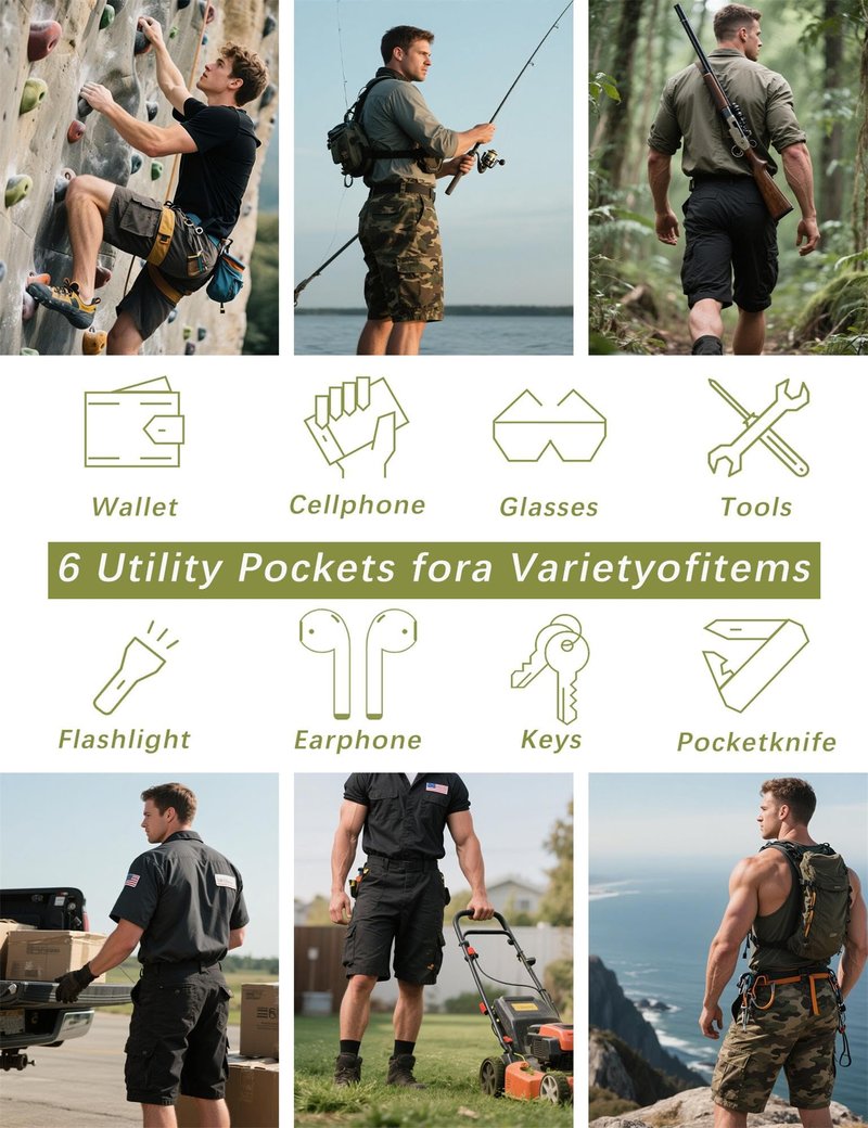 AKHIKING Men's Outdoor Tactical Stretch Cargo Shorts Outdoor Lightweight Ripstop Work Hiking Shorts Grey 38