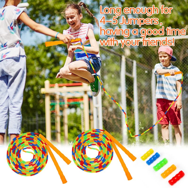 Supertrip Double Dutch Jump Rope - Soft Beaded, Long 16 FT, 2 Pack - Adjustable Skipping Ropes for Women, Adults & Kids - Orange