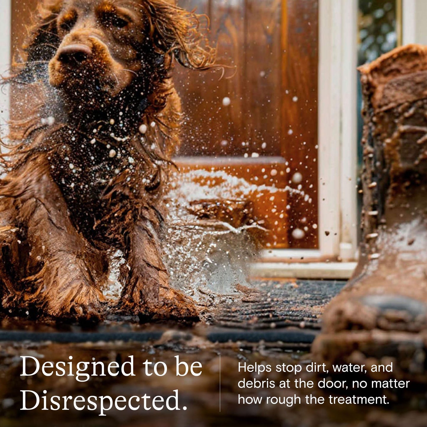 WaterHog Boxwood Front Door Mat Indoor Outdoor Entrance, Absorbent All-Weather Doormat with Non-Slip Rubber Backing, Dirt & Moisture Trapper, Low Profile & Easy Clean, Made in USA, 23"x36" Camel