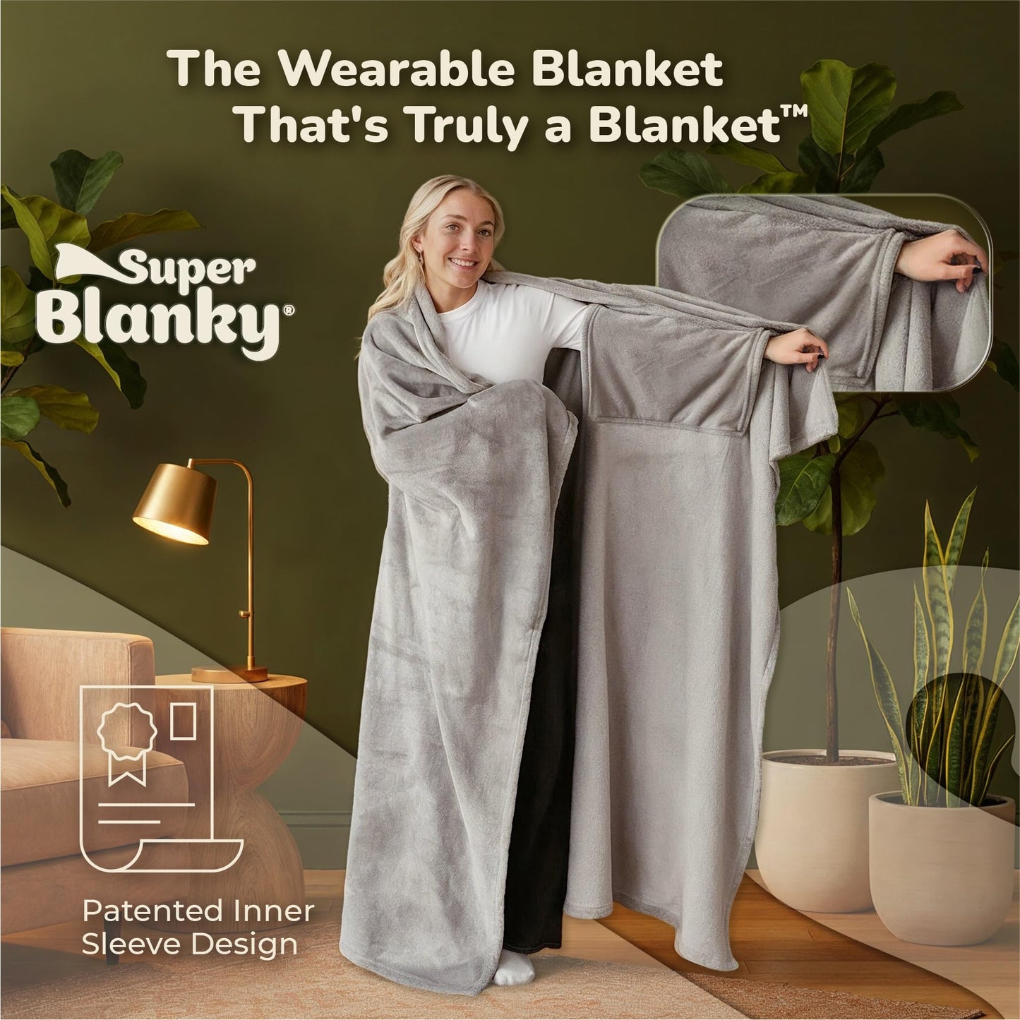 Super Blanky Wearable Blankets for Women, Adult Wearable Blanket Men, Valentine's Day Gifts for Her, Comfy Girlfriend Gift Top Christmas Gifts for Women, Wife Birthday Gift Ideas, Light Gray Blanket