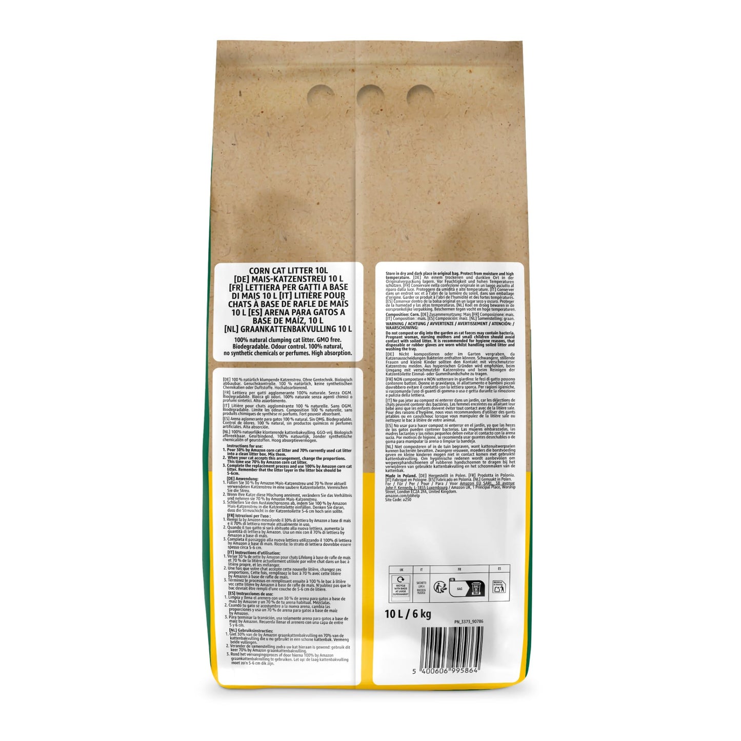 by Amazon Clumping Corn Cat Litter, Unscented, 10 L (Pack of 1) (Previously a Lifelong brand, same product)