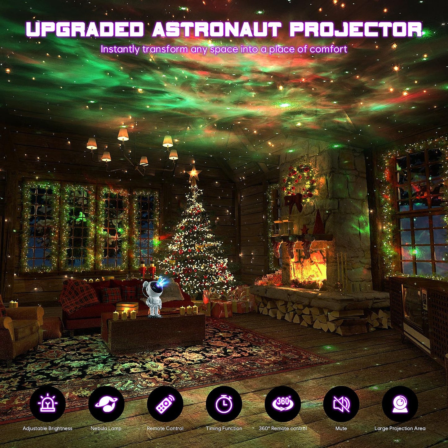 Astronaut Projector, LED Starry Sky Galaxy Projector, Night Light with Remote Control & Timer, Star Light Projector with Nabula Christmas Gift for Kids Adult for Bedroom, Room Decor, Party