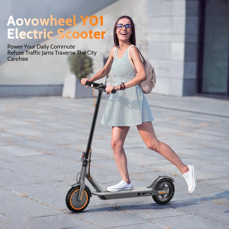 Aovowheel Electric Scooter for Adults, Folding E Scooter with 250W-500W Motor 16-24 Mph Top Speed, Max 15-60Miles Long Range,6.5''/8.5''/10''/14'' Solid Tires Commuting Scooters, Dual Brakes