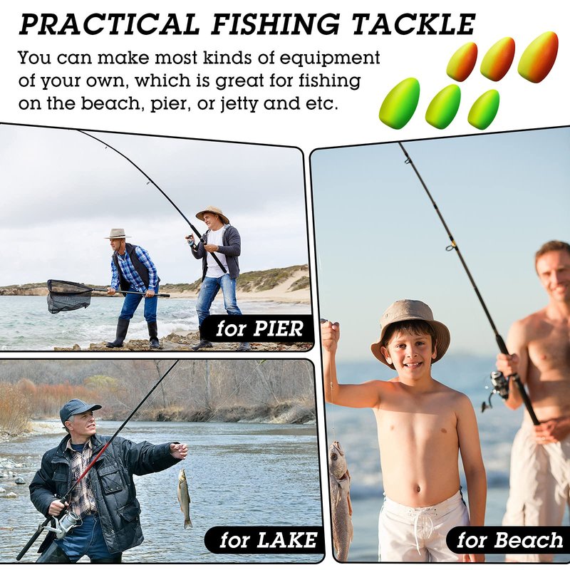 Skylety 60 Pieces Foam Floats Bullet Fishing Foam Snell Floats Pompano Rigs Oval Fly Fishing Strike Indicators for Trout Catfish Walleye(Yellow Green, Red Yellow)