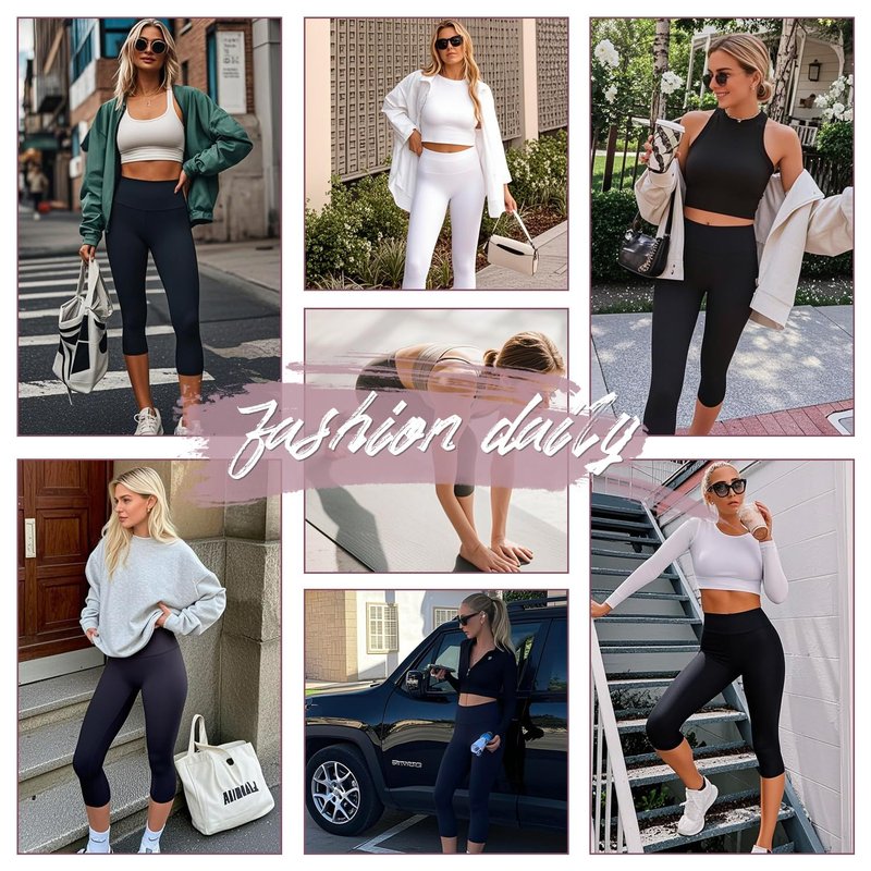 Laite Hebe High Waisted Leggings for Women - Capri Buttery Soft Yoga Pants for Workout Athletic Grey