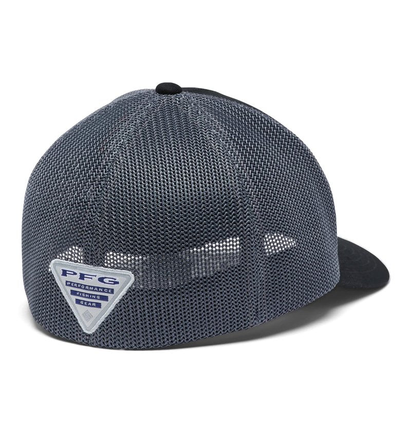 Columbia Unisex PFG Fish Flag Mesh Ball Cap-High Crown, Black/Graphite, XX-Large