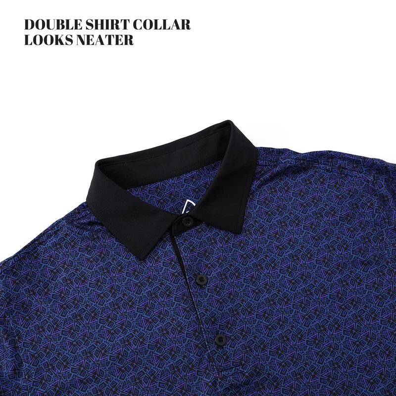 DEOLAX Mens Polo Shirts Fashion Print Mens Golf Shirt Dry Fit Mens Golf Polo Short Sleeve Quick Dry Funny Golf Shirt for Men Purple