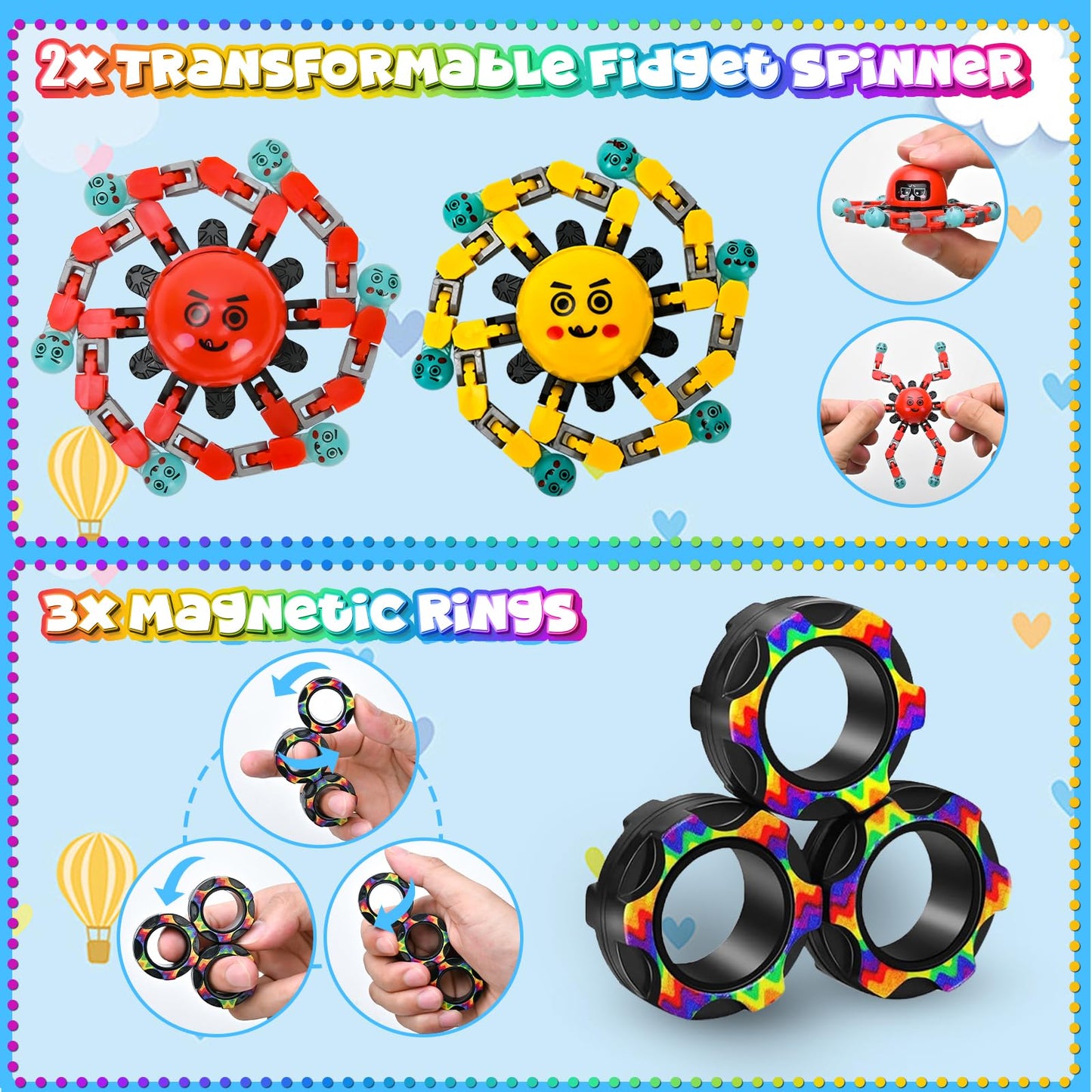 15 Pack Fidget Toys Bulk For Adults Kids Age 5-7, 8-12, Quiet Figette For Classroom ADHD Tools Calm Down Sensory Autism Stress Anxiety Item Autistic Fidgets Set School Party Favors Gifts Box For Teens
