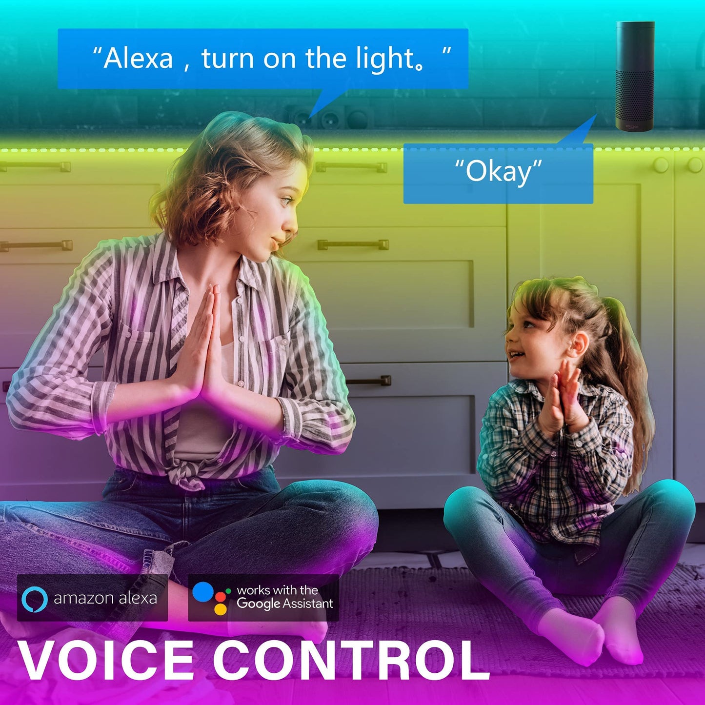 GUPUP Smart WiFi Led Lights 100 ft, Compatible with Alexa and Google Assistant Devices, Voice Control, Music Sync Color Changing Strip Lighting, App&Remote Controlled Indoor Light for Bedroom, Party