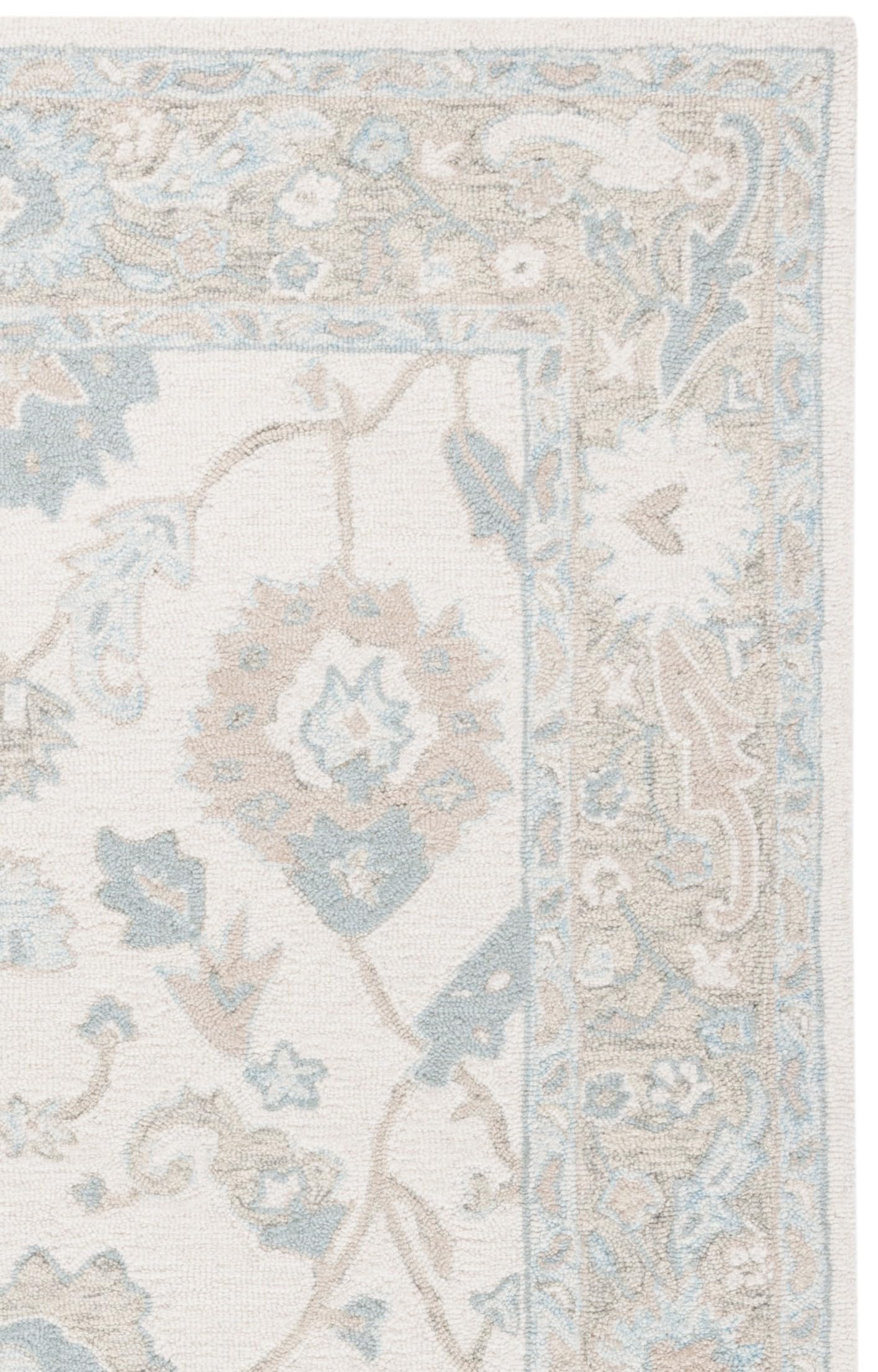 SAFAVIEH Ebony Collection Area Rug - 5' x 8', Ivory & Blue, Handmade Wool, Ideal for The Living Room, Bedroom, Dining Room (EBN136M-5)