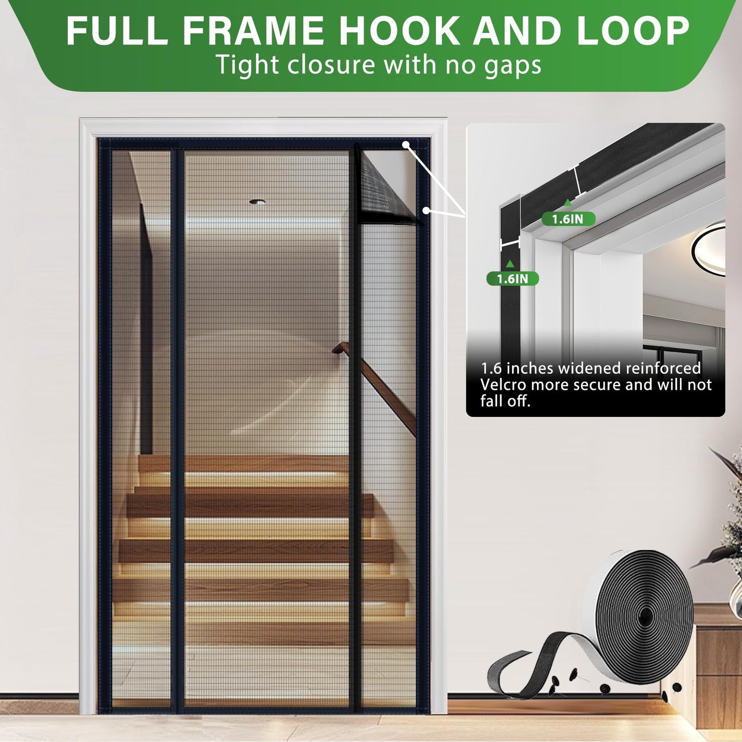 Digram Magnetic Screen Door Upgraded polyethylene Terephthalate Mesh,Double Door Screen Magnetic Closure for Sliding Door,Patio Door,Fit Door Size 80" X 96"