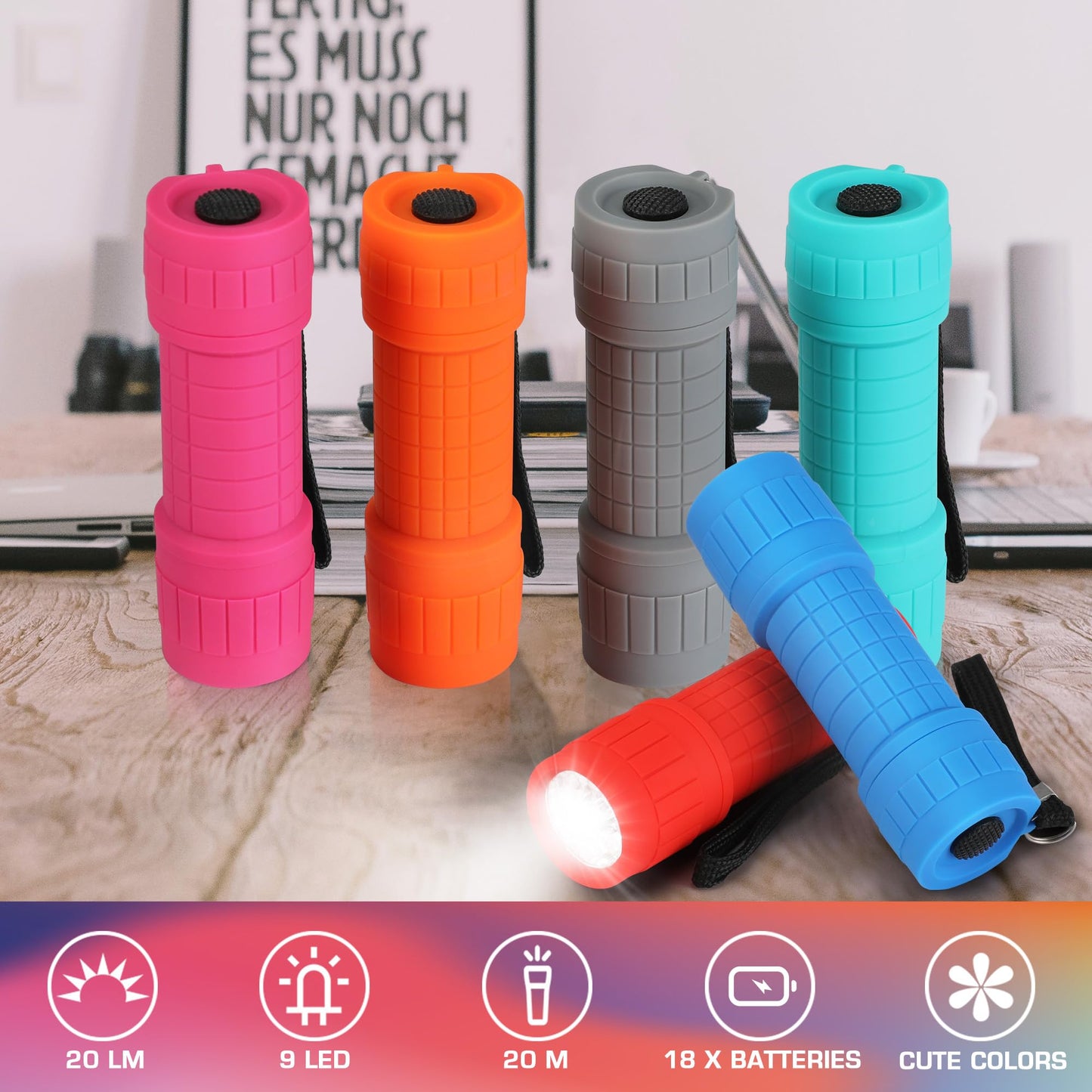 EverBrite 6-Pack Mini LED Torches, Colorful Pocket Torches, Ideal Camping Hiking Outdoor Party, Includes Batteries