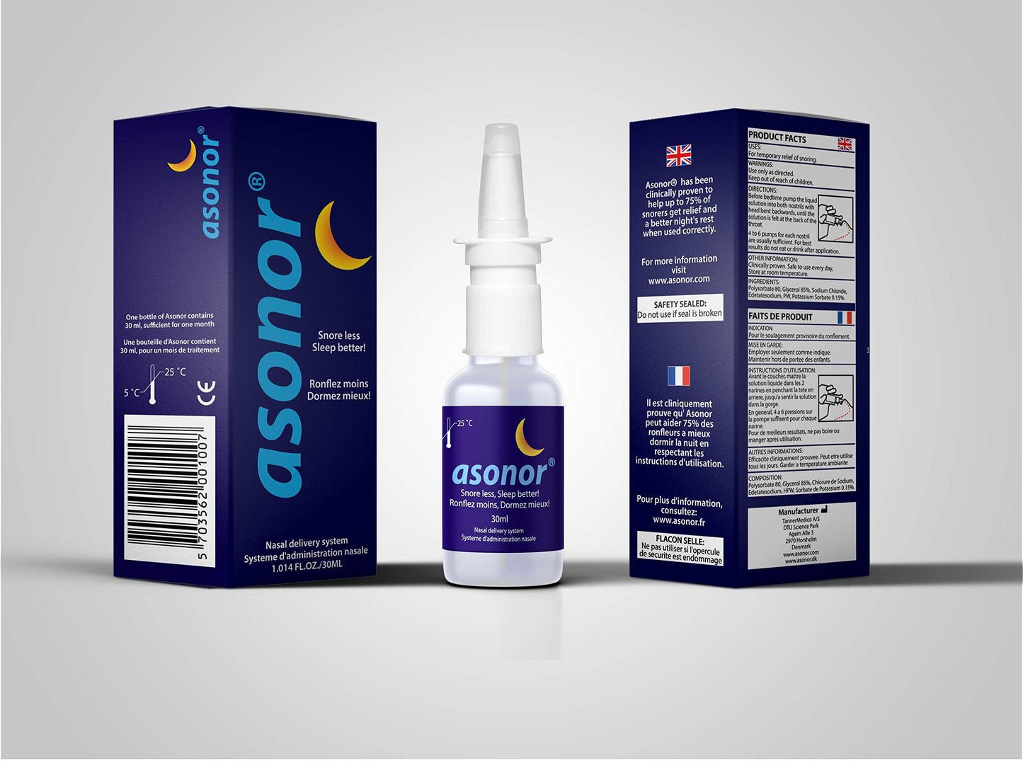 Asonor Snoring Nasal Spray (30milliliter), Effective Snore Stopper Drops for Better Sleep, Snore Relief Remedy Opens Up The Throat Air Passage, Enables Better Breathing, Natural Anti-Snoring Solution