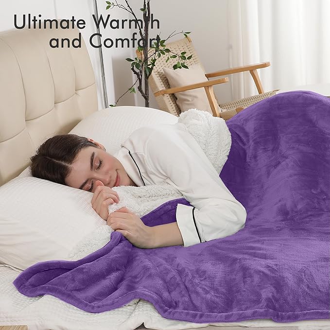 Electric Blanket Twin Size,62"x84" Heated Blanket with Overheating Protection, Extremely Cozy Soft Fast Heating with 5 Levels & 10 Hours Auto Off, Lavender Violet