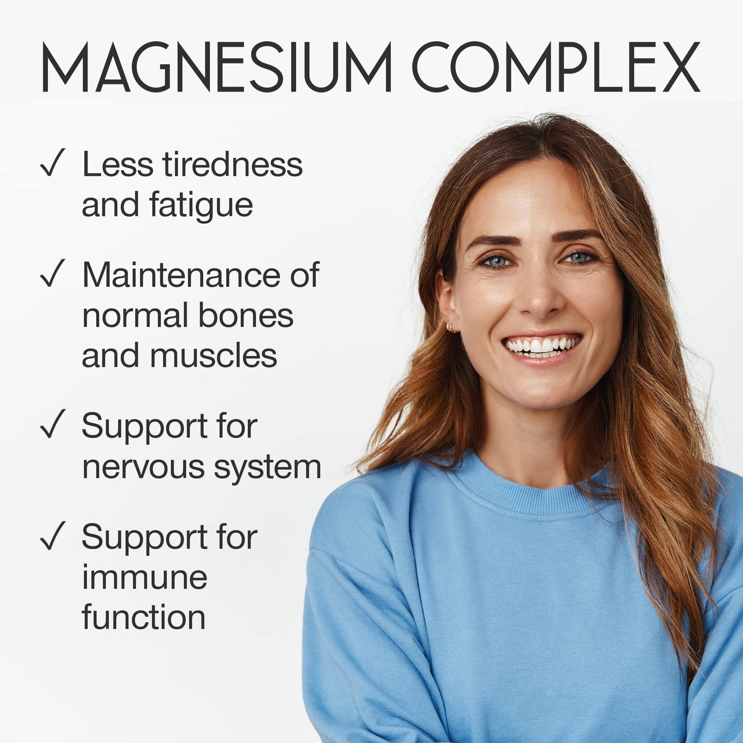 Magnesium Complex 1466mg - Magnesium and Zinc Supplements with Vitamin D3 & B6 - Premium Supplements for Women & Men - High Strength Chelated Citrate Tablets - 120 Capsules - Vegan & UK Made