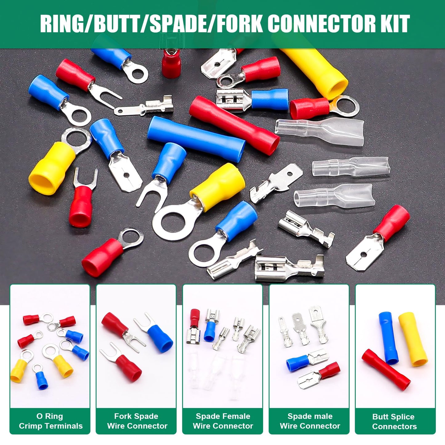 Twidec/1100pcs Wire Connectors Kit,Insulated Electrical Wire Terminals,Waterproof Crimp Connector kit Includes Spade Fork Ring Bullet Insulated Connectors Wire connectors and Wire Crimper Tool