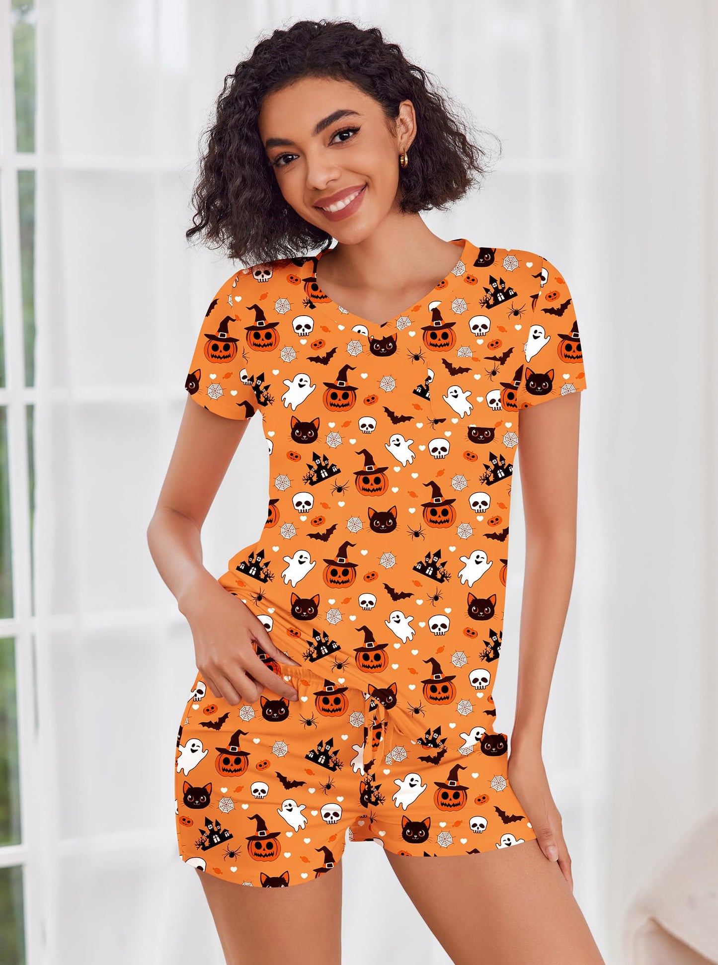 Ekouaer Womens Pajama Sets Short Sleeve Pajamas for Women Sets Soft Lounge Sets Casual V Neck Sleepwear PJS