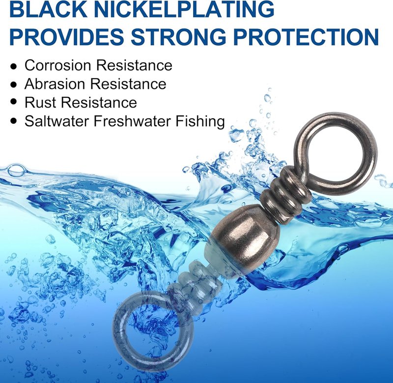 Fishing Barrel Swivels - 50/100 Pcs Rolling Ball Bearing Connectors | Copper & Stainless Steel, 35-165lbs Test Strength