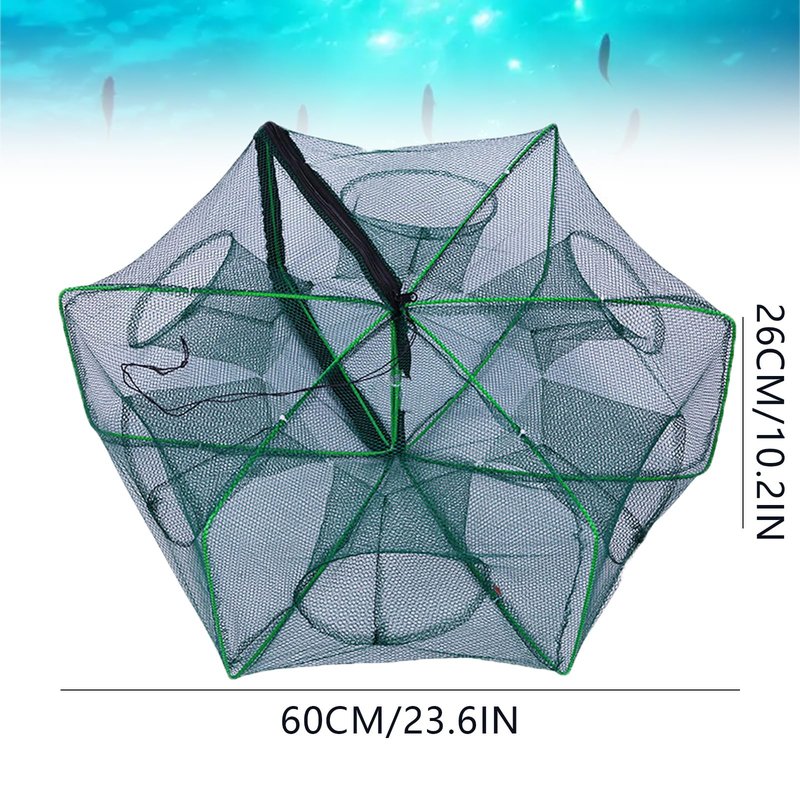 The Magic Foldable Fishing Trap, Folding Fishing Net,2024 Upgrade Auto-Foldable Strengthened Fishing Trap Net, Minnow Traps for Bait Fish,Fish Traps,Crawfish Trap,Minnow Trap(6Holes)